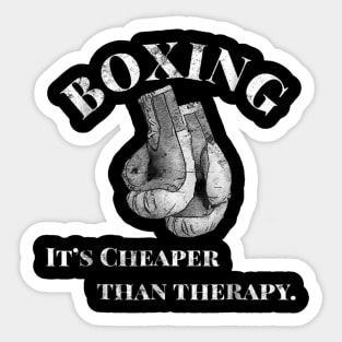 Funny Boxing T Shirt Cheaper than Therapy Sticker